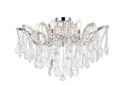 Maria Theresa 6 Light 24 inch Chrome Flush Mount Ceiling Light in Royal Cut