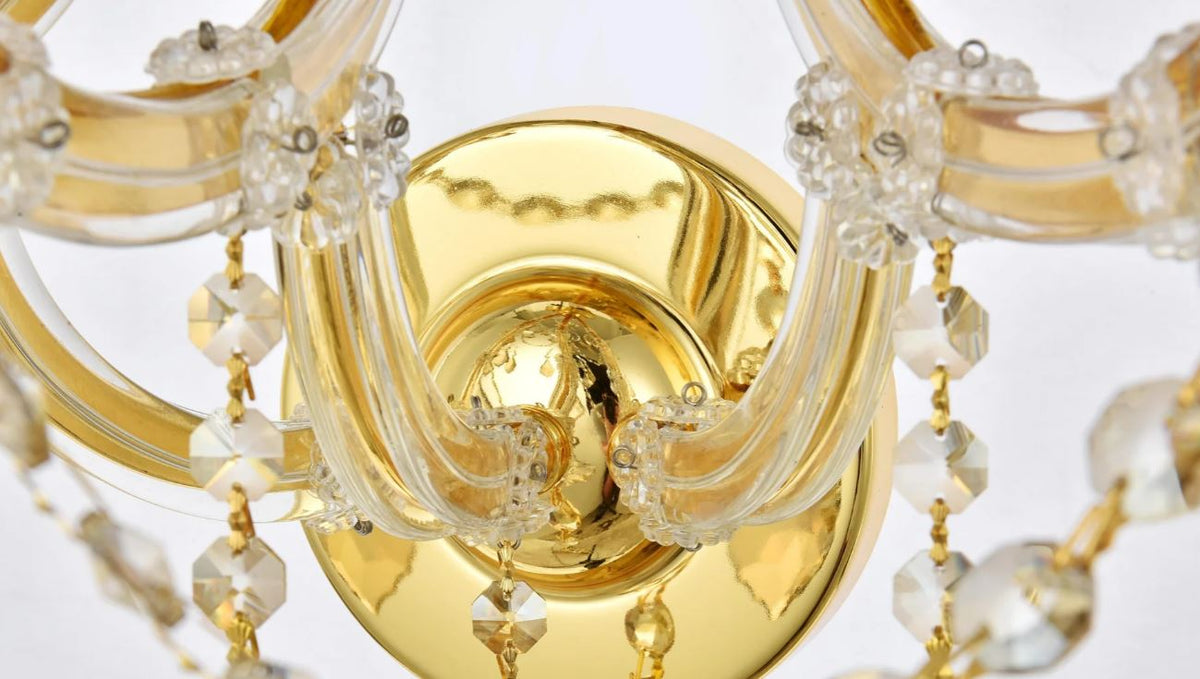 Maria Theresa 7 light Gold Wall Sconce Golden Teak (Smoky) Royal Cut Crystal