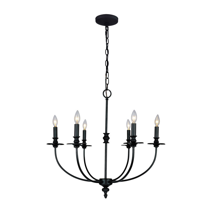 Hartford 6-Lt Chandelier in An Oil-Rubbed Finish