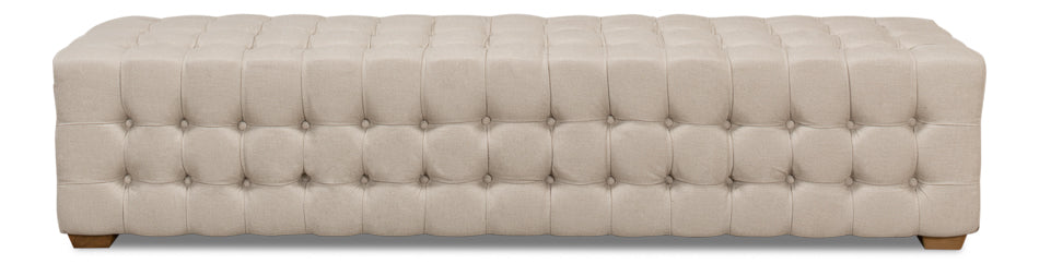 Beam Bench Tufted Beige Linen