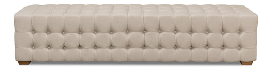 Beam Bench Tufted Beige Linen
