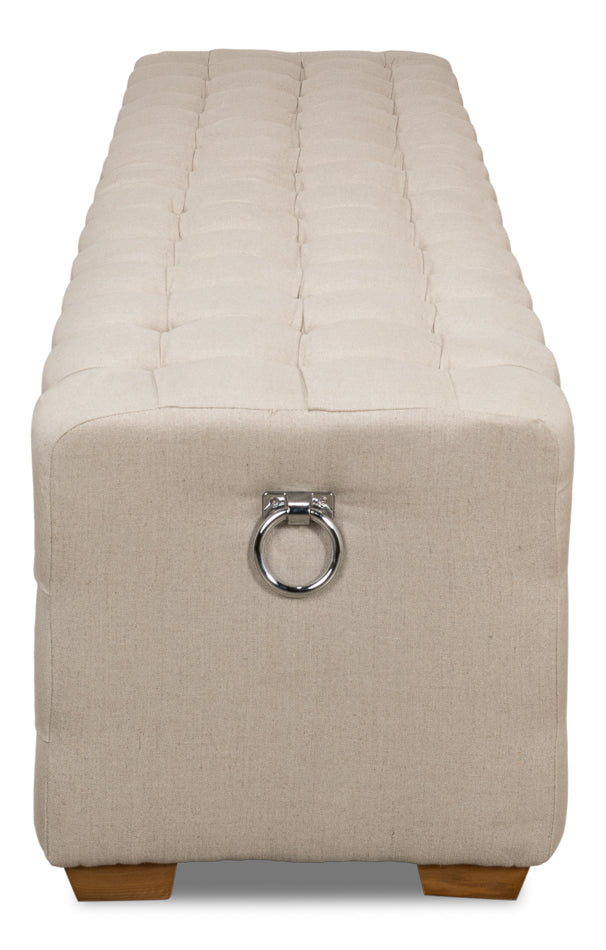 Beam Bench Tufted Beige Linen