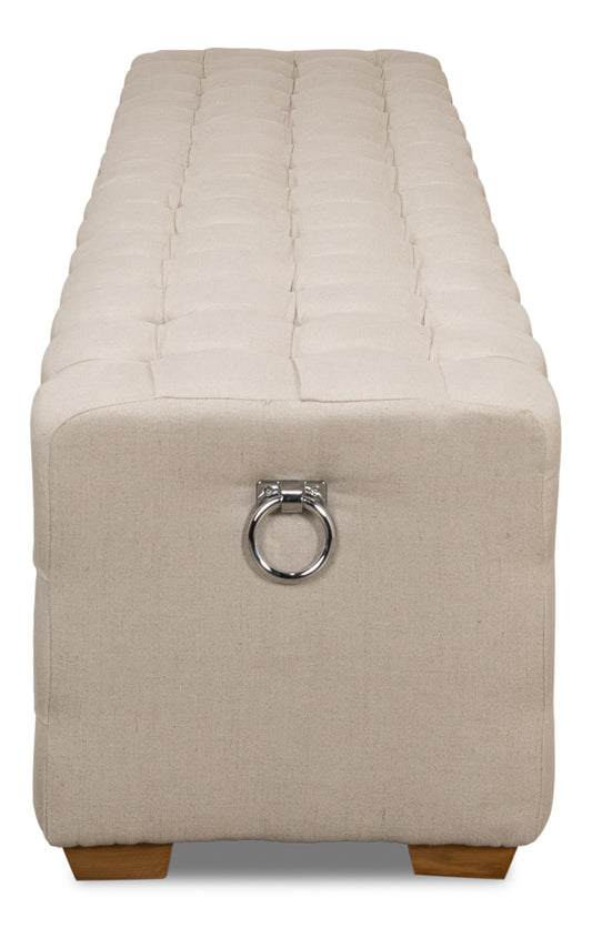 Beam Bench Tufted Beige Linen