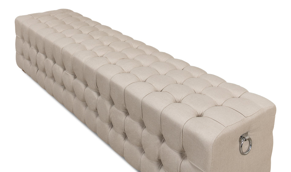 Beam Bench Tufted Beige Linen