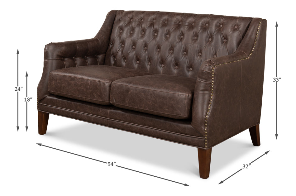 Brooks Leather Tufted 2 Seat Sofa