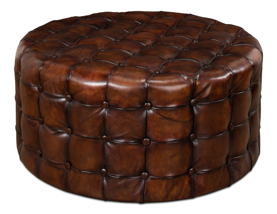 Leather Tufted Ottoman