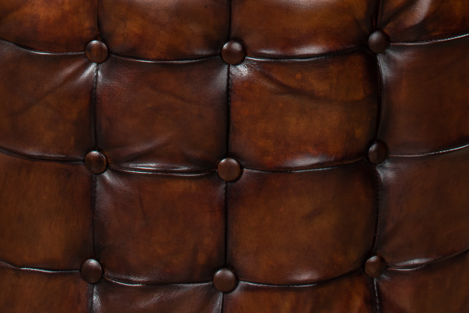 Leather Tufted Ottoman