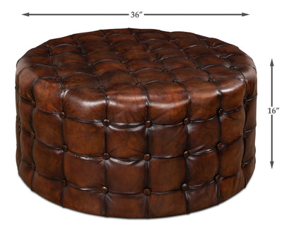 Leather Tufted Ottoman