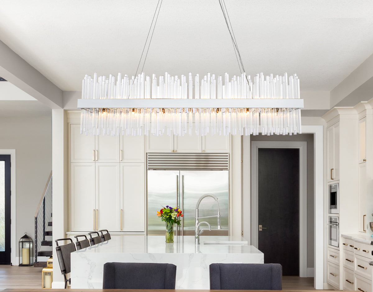 Dallas 48 inch rectangle crystal pendant in chrome
