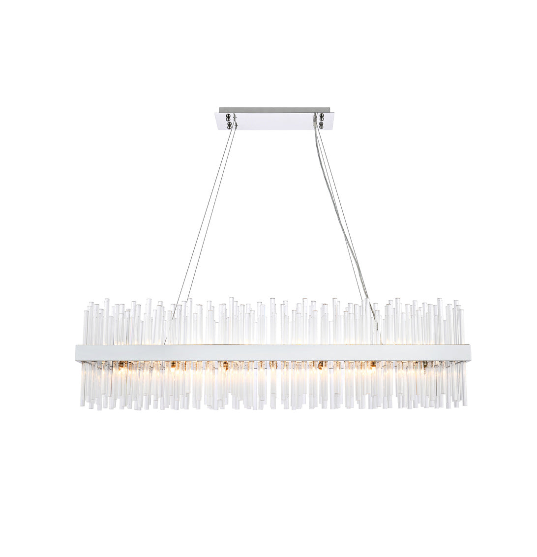 Dallas 48 inch rectangle crystal pendant in chrome