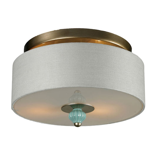 Lilliana 2 Light Semi Flush in Seafoam and Aged Silver