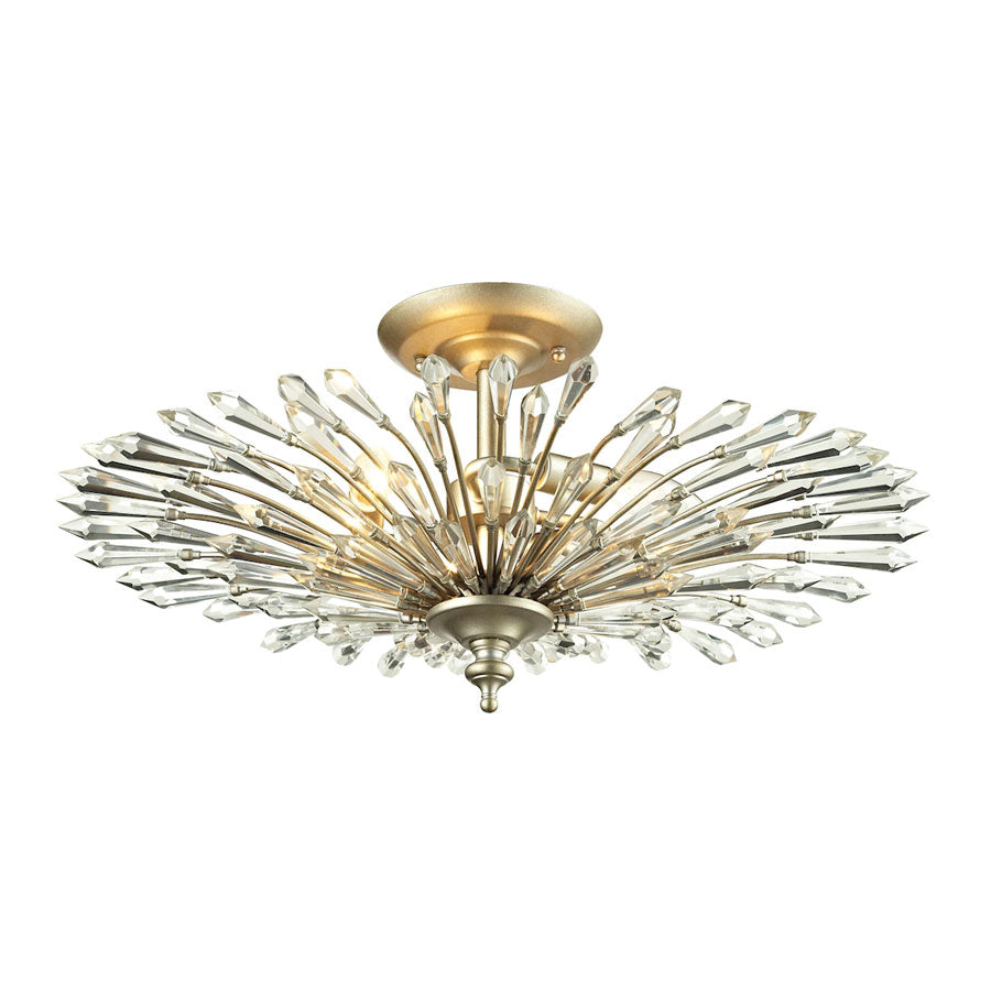 Viva Collection 3 light semi flush in Aged Silver