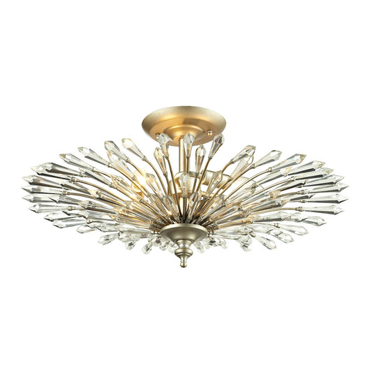 Viva Collection 3 light semi flush in Aged Silver