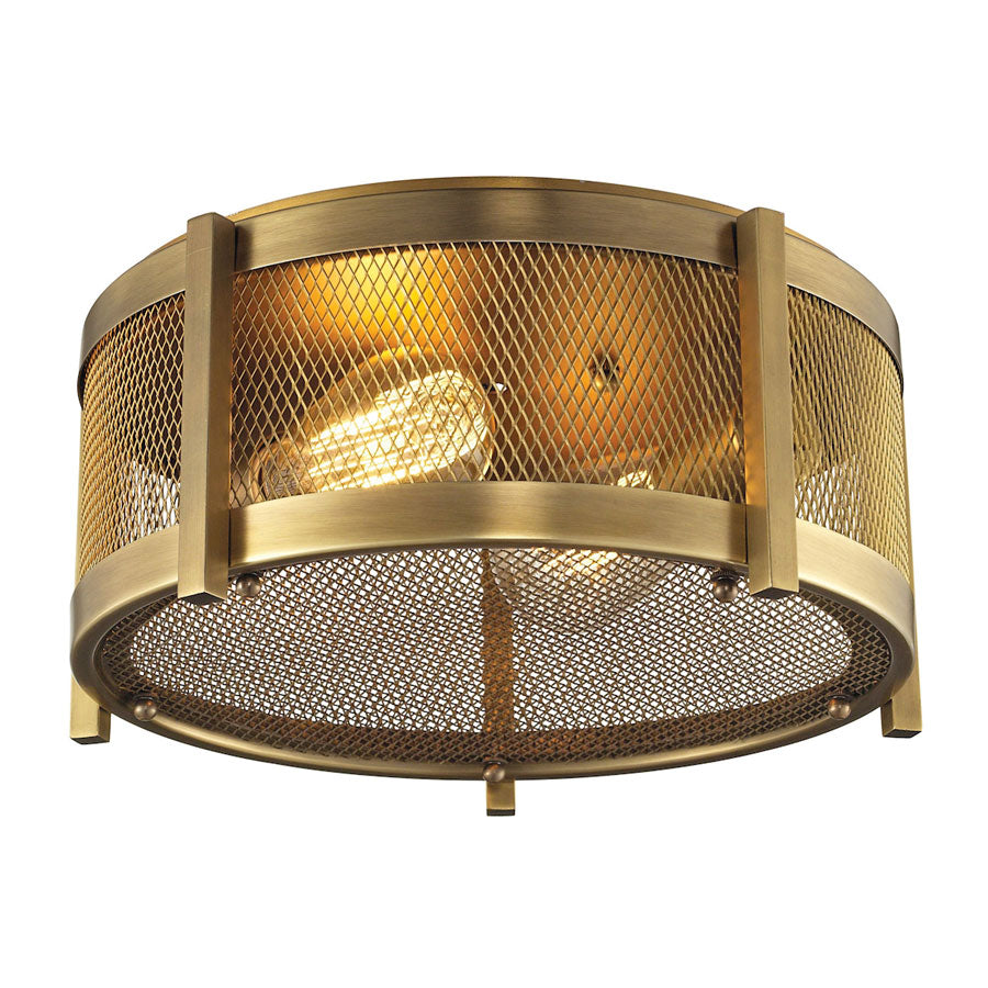 Rialto 2 Light Flushmount in Aged Brass