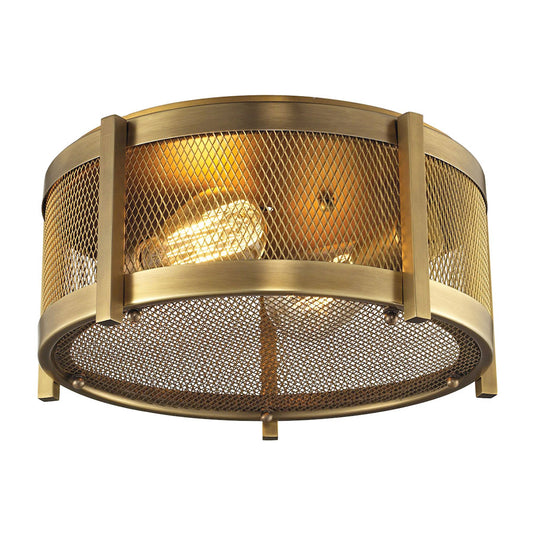Rialto 2 Light Flushmount in Aged Brass