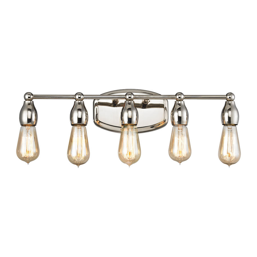 Vernon 5 Light Vanity in Polished Nickel