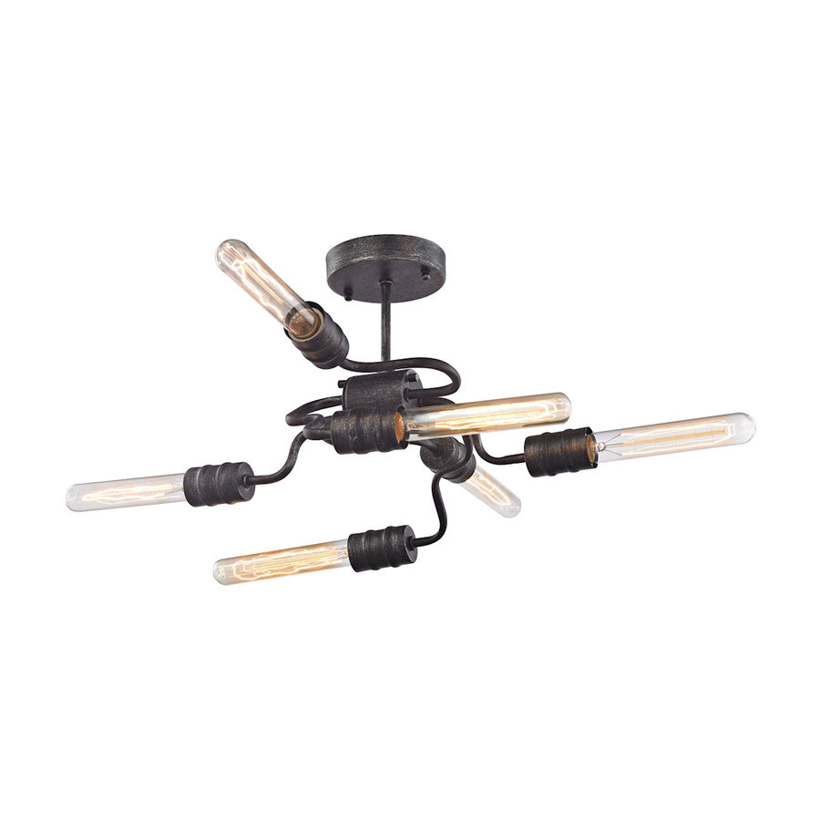 Transit 6 Light Semi Flush in Silvered Graphite