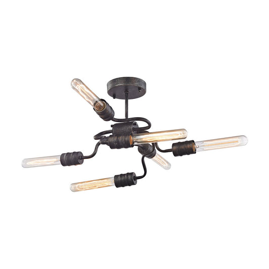 Transit 6 Light Semi Flush in Silvered Graphite