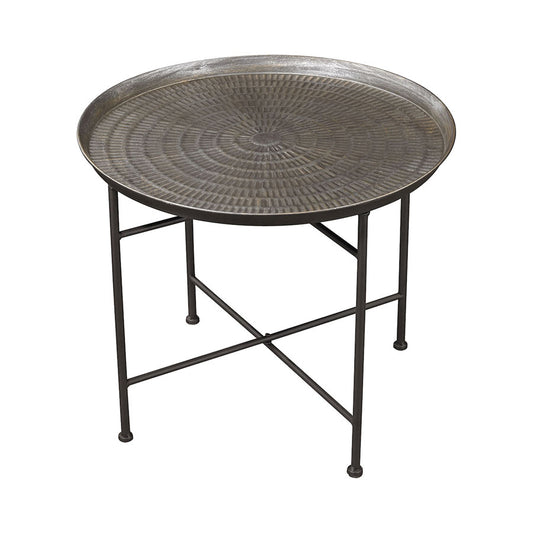 Embossed Pewter Accent Table