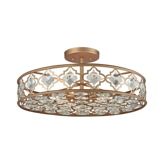 Armand 8 Light Semi Flush in Matte Gold with Clear Crystal
