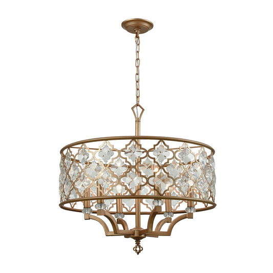 Armand 6 Light Chandelier in Matte Gold with Clear Crystal