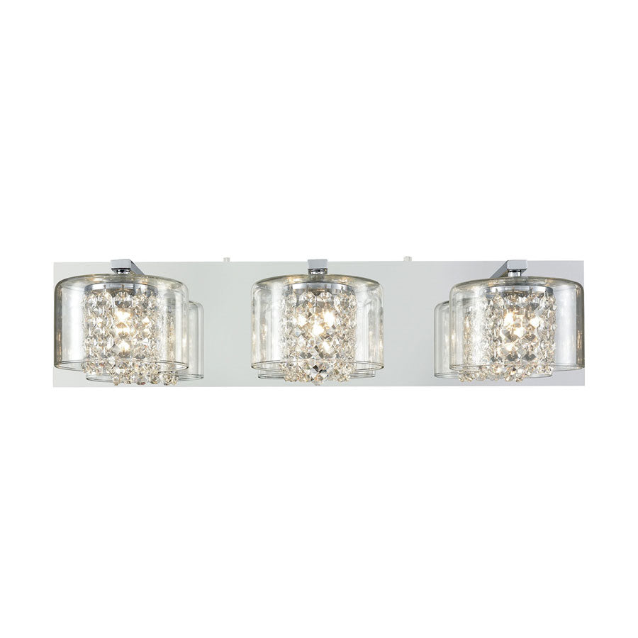 Springvale 3 Light Vanity in Polished Chrome with Clear Crystal and Glass