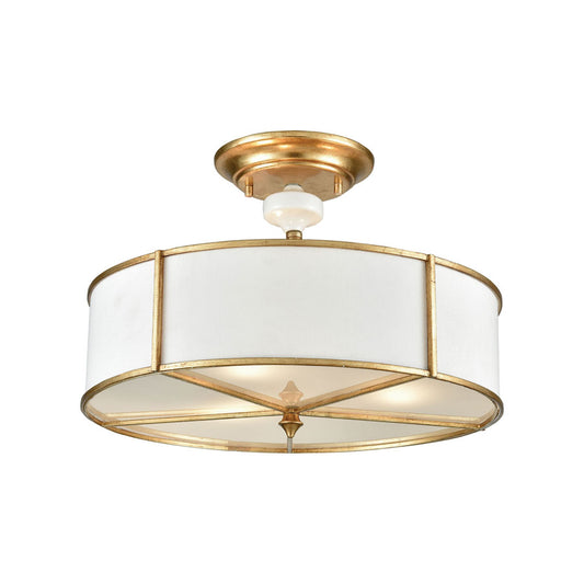 Ceramique 3 Semi Flush Antique Gold Leaf