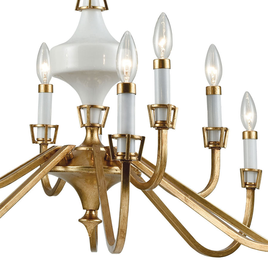 Ceramique 12 Chandelier Antique Gold Leaf