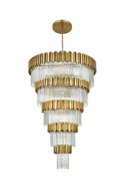 Multi Tier Chandelier Gold & Crystal.