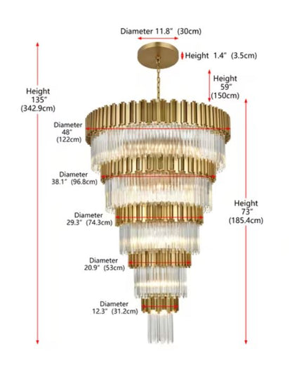 Multi Tier Chandelier Gold & Crystal.
