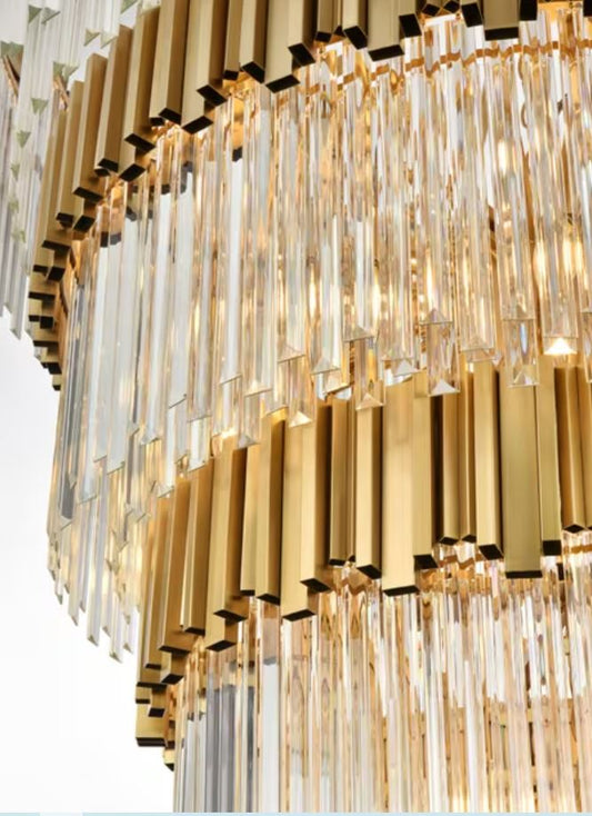 Multi Tier Chandelier Gold & Crystal.