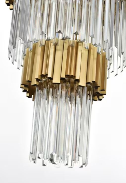 Multi Tier Chandelier Gold & Crystal.