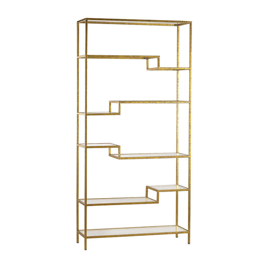 Gold and Mirrored Shelving Unit