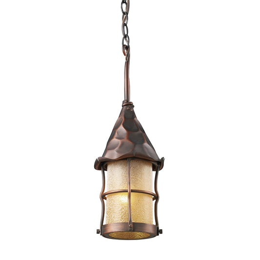 Rustica 1-Lt Od Pendant in Antique Copper W/Scavo Gl