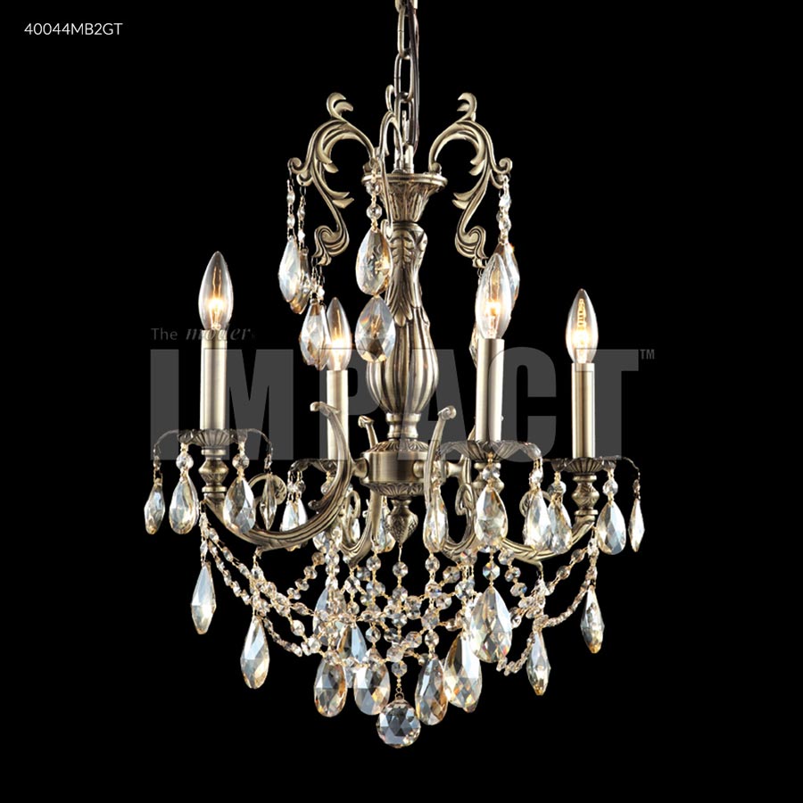 Monaco Cast Brass 4 Arm Chandelier - Swarovski crystals (Clear)