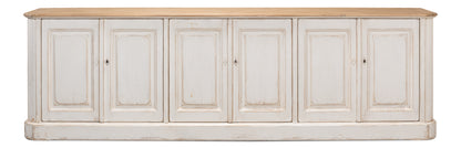 Antique Whitewash Sideboard 6 Door