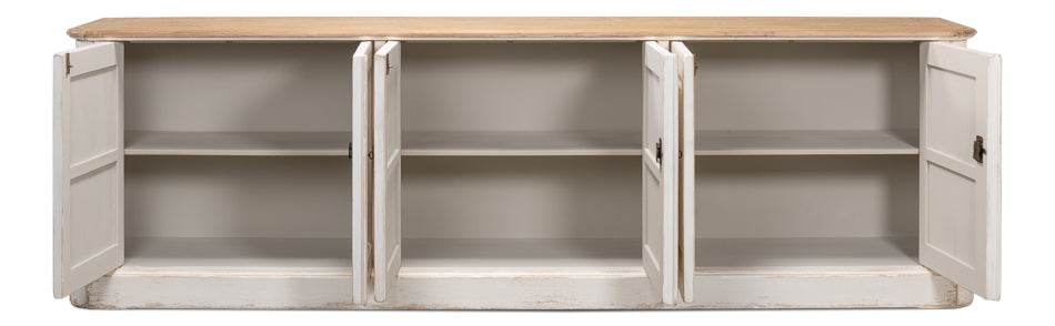 Antique Whitewash Sideboard 6 Door
