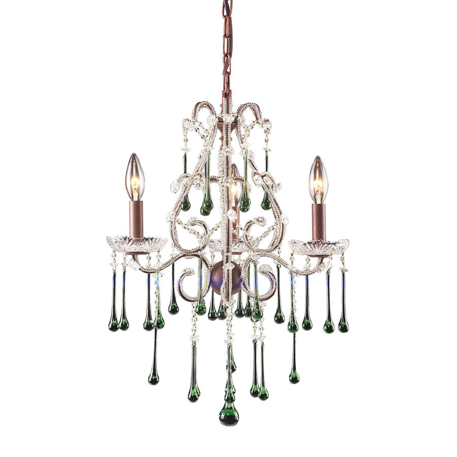 D Opulence Collection - 3 Light Lime Crystal Rust Frame