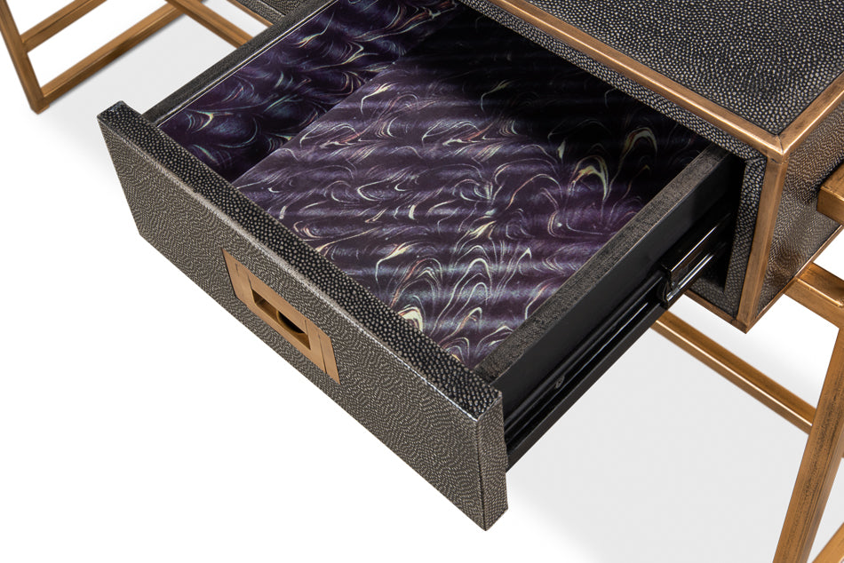 Grey Leather Shagreen Desk