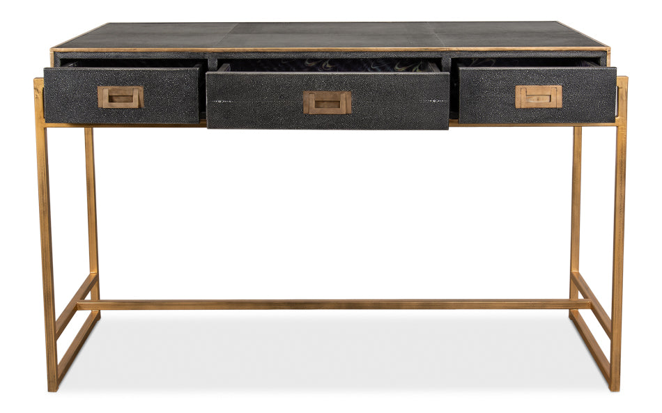 Grey Leather Shagreen Desk