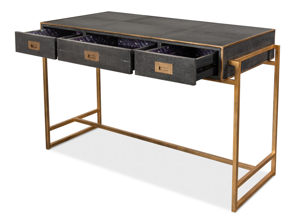 Grey Leather Shagreen Desk
