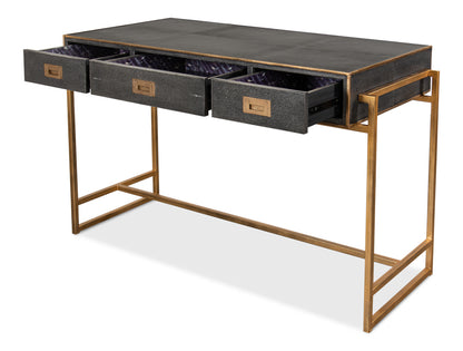 Grey Leather Shagreen Desk