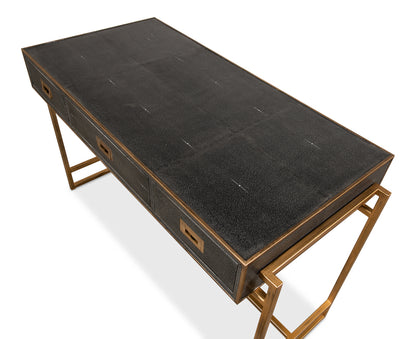Grey Leather Shagreen Desk