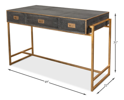 Grey Leather Shagreen Desk