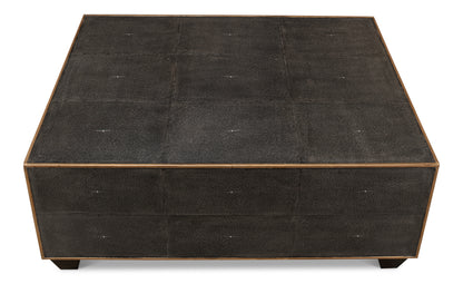 Grey Leather Shagreen Cocktail Table