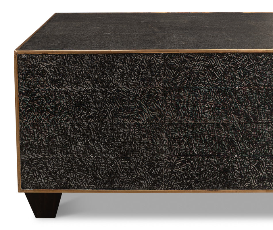 Grey Leather Shagreen Cocktail Table