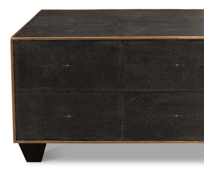 Grey Leather Shagreen Cocktail Table