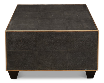 Grey Leather Shagreen Cocktail Table