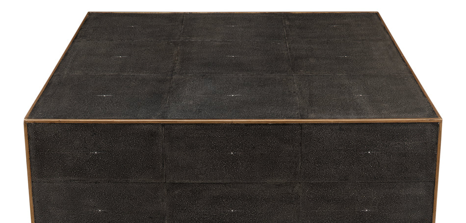 Grey Leather Shagreen Cocktail Table