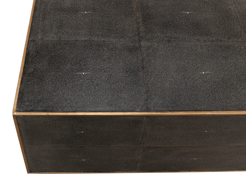 Grey Leather Shagreen Cocktail Table